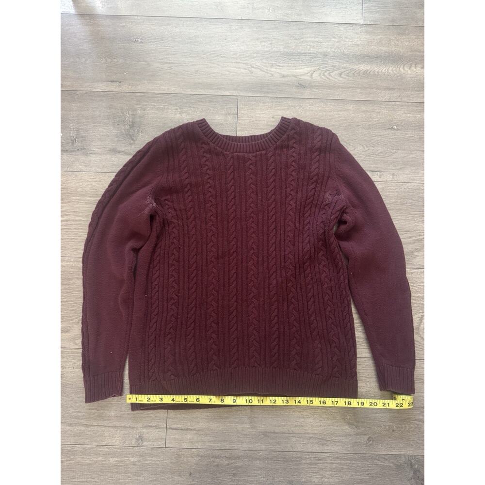 Croft & Barrow Men’s Cable Knit Sweater Size L Burgundy Crewneck Classic